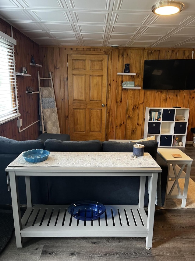 1828 Higgins, Saint Helen, MI 48656 - living room with wood walls and an ornate ceiling
