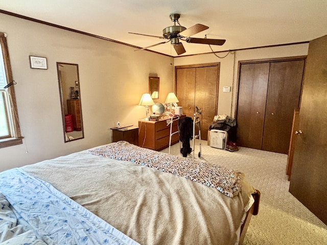 5356 Spruce Dr, Lewiston, MI 49756 - carpeted bedroom with multiple closets and ceiling fan