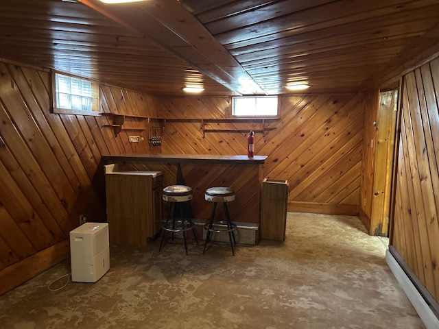 2323 Hobbs Dr, Alpena, MI 49707 - indoor dry bar with a baseboard radiator and wooden walls