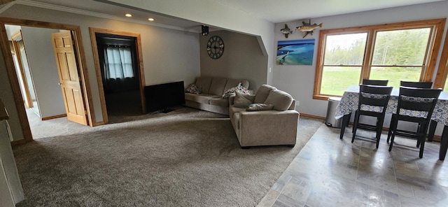 2460 Hamilton Rd, Alpena, MI 49707 - living area with crown molding, recessed lighting, and baseboards