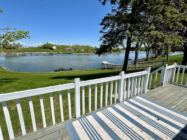 9452 M33, Cheboygan, MI 49721 - wooden deck with a water view and a yard