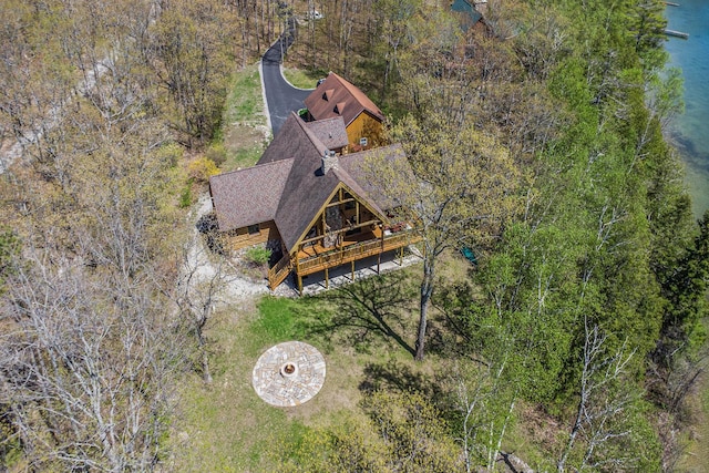 10924 E Grand Lake Rd, Presque Isle, MI 49777 - view from above of property with a forest