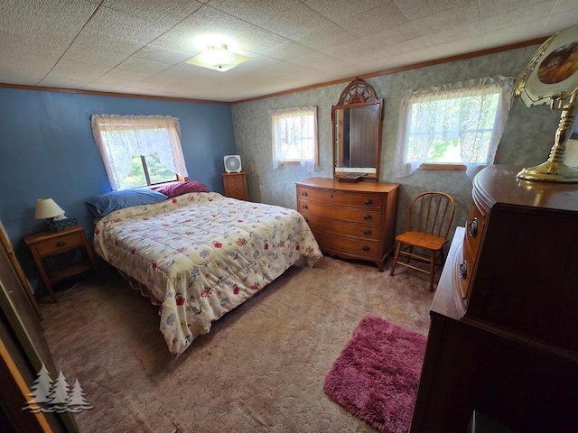 3557 Penn Rd, Lewiston, MI 49756 - bedroom with ornamental molding and carpet