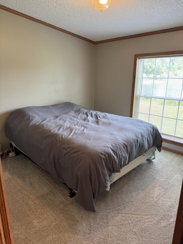1154 M-72 W, Barton City, MI 48705 - bedroom featuring carpet floors, crown molding, and a textured ceiling