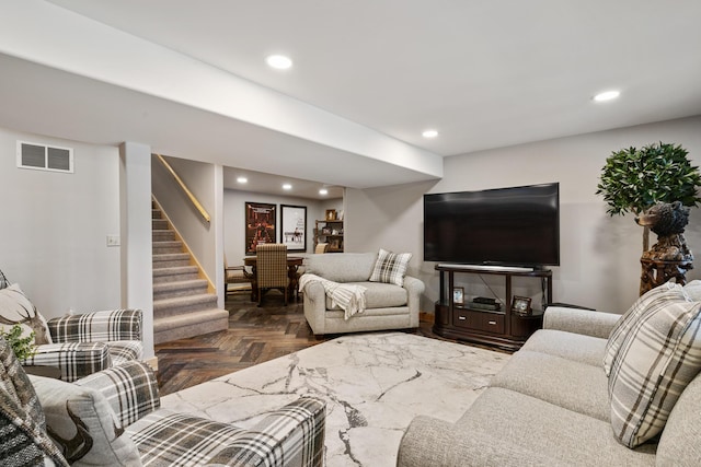 5997 Prospect St, Indian River, MI 49749 - living area with stairway and recessed lighting