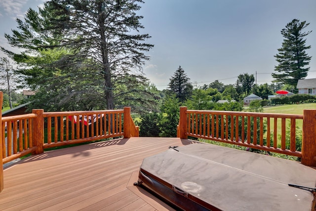 5997 Prospect St, Indian River, MI 49749 - deck featuring a covered hot tub