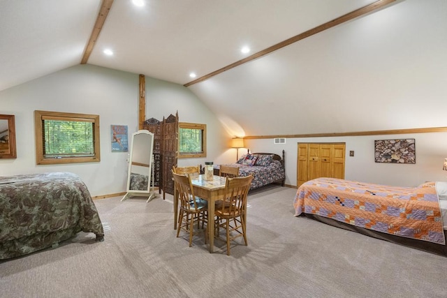 2715 Indian Rd, Brutus, MI 49716 - bedroom with light colored carpet and recessed lighting