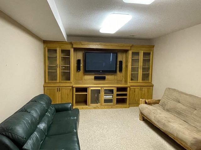 164 Invitational Dr, Gaylord, MI 49735 - carpeted living area with a textured ceiling