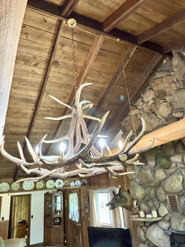 4650 Mckinley Rd, Mio, MI 48647 - detailed view of wood ceiling with exposed beams