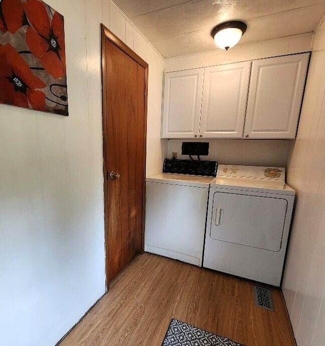 2056 Hobbs Dr, Alpena, MI 49707 - laundry area with cabinet space, washer and dryer, and light wood finished floors