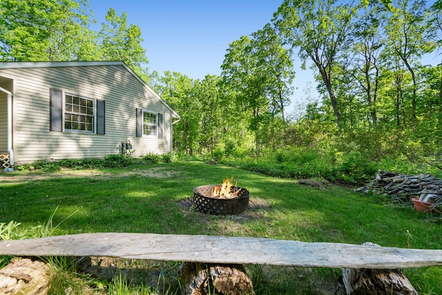 9707 Rogers Rd, Alanson, MI 49706 - view of grassy yard featuring an outdoor fire pit