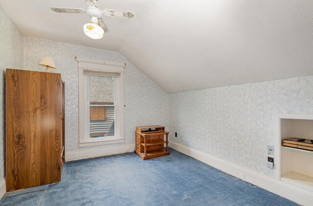 211 S Birney St, Bay City, MI 48708 - bonus room with carpet flooring, lofted ceiling, a ceiling fan, wallpapered walls, and baseboards