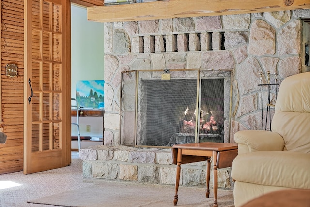 117 Timber Trl, Roscommon, MI 48653 - detailed view of a fireplace and carpet flooring