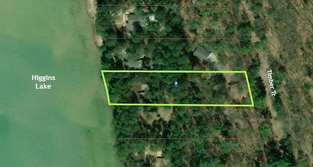 117 Timber Trl, Roscommon, MI 48653 - aerial view of property's location with property boundaries highlighted