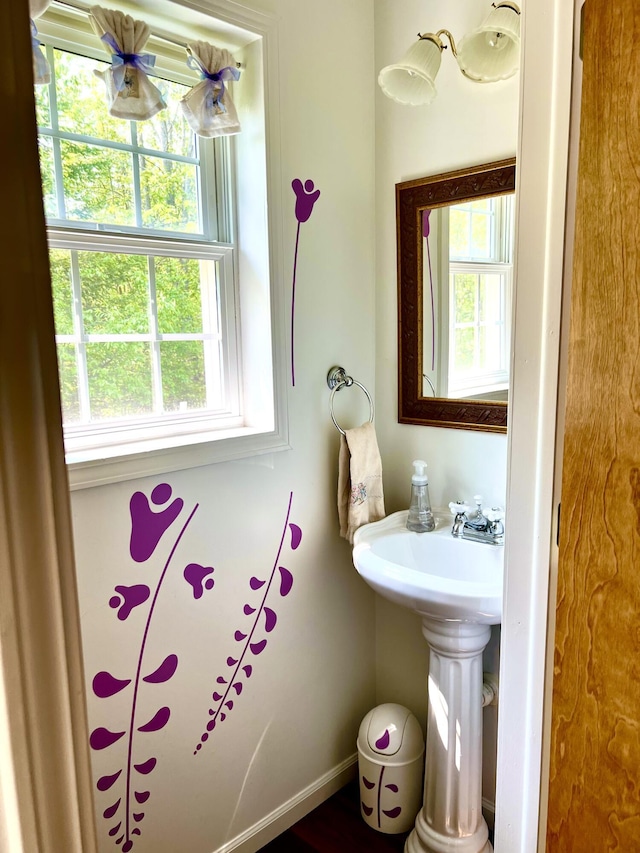 1745 Mullett Lake Woods Rd, Cheboygan, MI 49721 - bathroom with baseboards and a sink