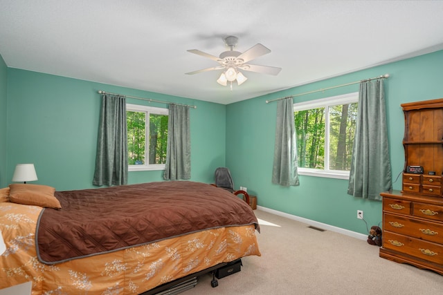 11193 Hassler Woods Trl, Alanson, MI 49706 - bedroom featuring baseboards, carpet floors, and ceiling fan