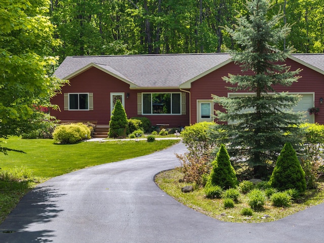 11193 Hassler Woods Trl, Alanson, MI 49706 - single story home featuring driveway, an attached garage, a shingled roof, and a front yard