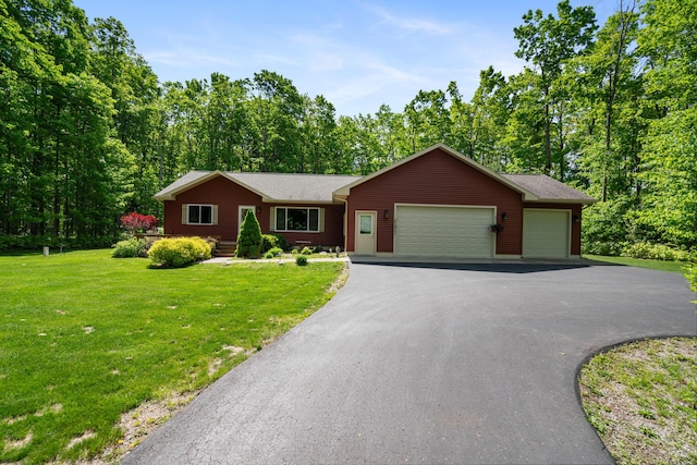 11193 Hassler Woods Trl, Alanson, MI 49706 - single story home featuring an attached garage, asphalt driveway, and a front yard