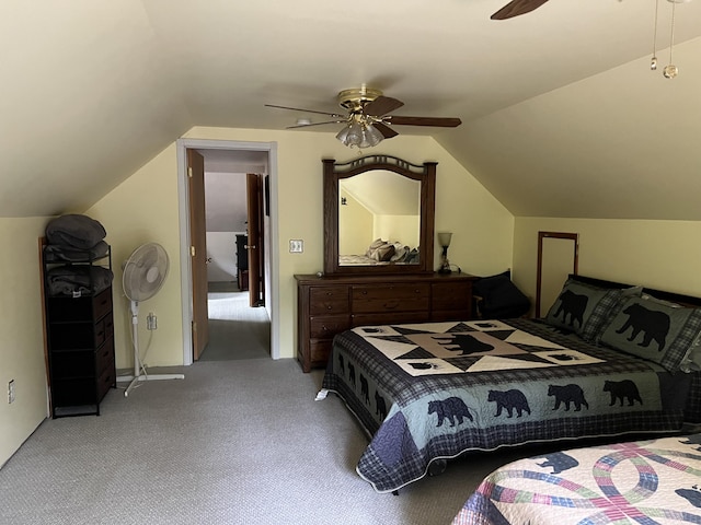 7781 N M-18, Roscommon, MI 48653 - bedroom with vaulted ceiling, carpet, and ceiling fan
