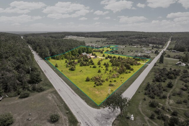 8406 S Shire Rd, Vanderbilt, MI 49795 - aerial view of sparsely populated area with property boundaries highlighted