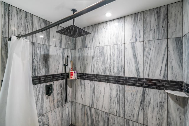 3869 Club Rd, Indian River, MI 49749 - full bath featuring a tile shower and recessed lighting