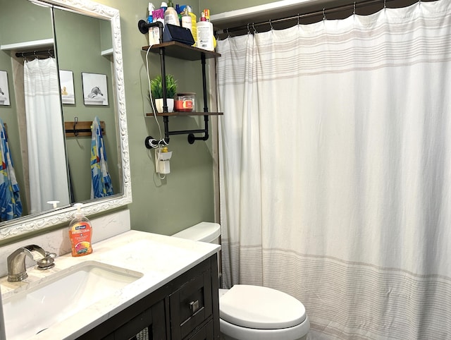 1200 Crestview Dr, Alpena, MI 49707 - bathroom featuring toilet, vanity, and a shower with shower curtain