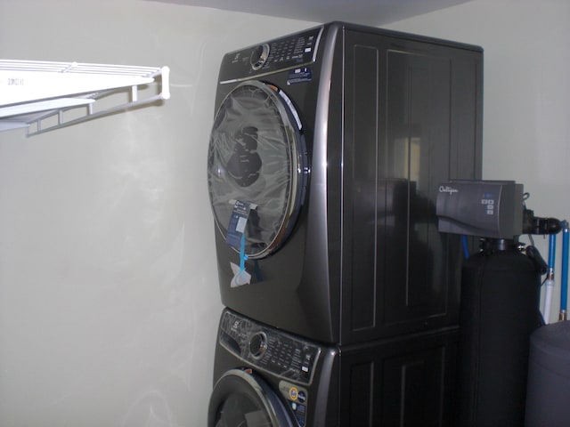 3123 Lovells Rd, Grayling, MI 49738 - laundry room with stacked washer / dryer
