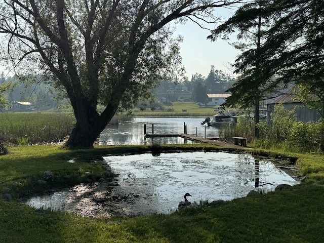 7386 Cheboygan St, Alanson, MI 49706 - view of yard featuring a boat dock and a water view