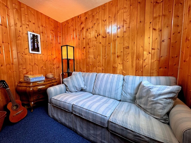 6309 Hiawatha Dr, Frederic, MI 49733 - living area featuring carpet and wood walls