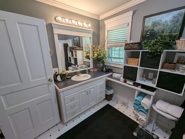 17740 Grand Lake Blvd, Presque Isle, MI 49777 - bathroom featuring crown molding and vanity