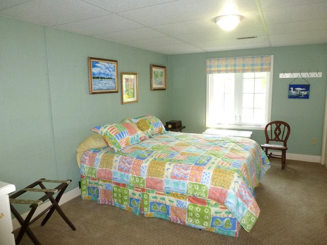 166 Long Rapids Rd, Alpena, MI 49707 - bedroom with carpet floors, a paneled ceiling, and baseboards