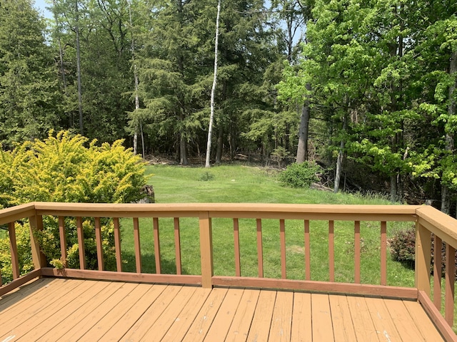 14501 3rd St, Hubbard Lake, MI 49747 - deck featuring a lawn