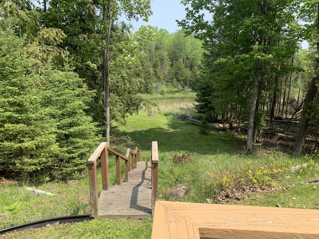 14501 3rd St, Hubbard Lake, MI 49747 - view of yard featuring a forest view