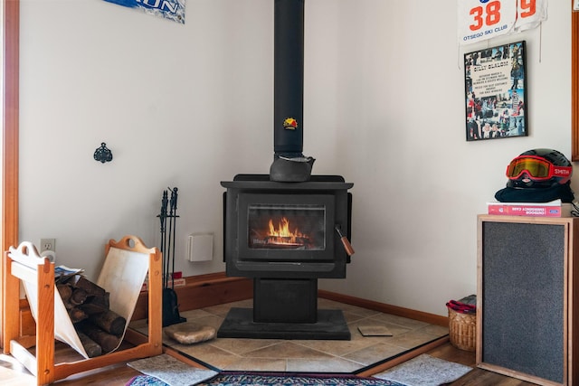 10077 Royal Coachman Trl, Gaylord, MI 49735 - detailed view of a wood stove and baseboards