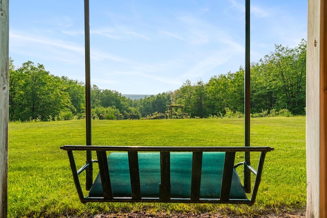 10077 Royal Coachman Trl, Gaylord, MI 49735 - view of green lawn with a wooded view