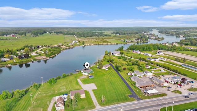 10480 N Straits Hwy, Cheboygan, MI 49721 - aerial overview of property's location featuring a nearby body of water