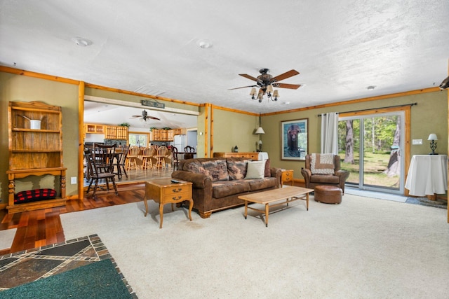 5466 Big Wolf Ln, Lewiston, MI 49756 - living room featuring a ceiling fan and wood finished floors