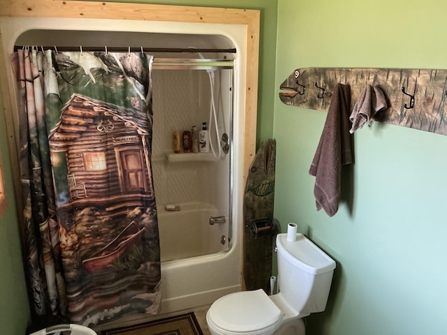 3606 S St, Lupton, MI 48635 - full bath featuring toilet and shower / bath combination with curtain