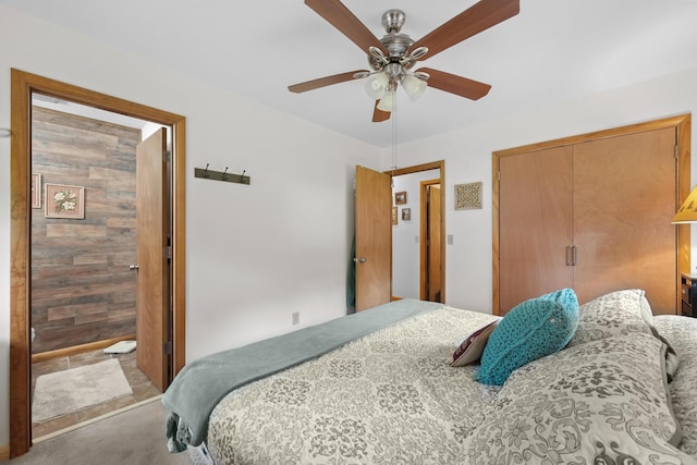 104 Alpena Trl, Houghton Lake, MI 48629 - bedroom with carpet floors, a closet, and ceiling fan