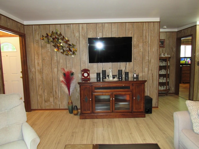 110 Chippewa Trl, Prudenville, MI 48651 - living room with wood walls and wood finished floors