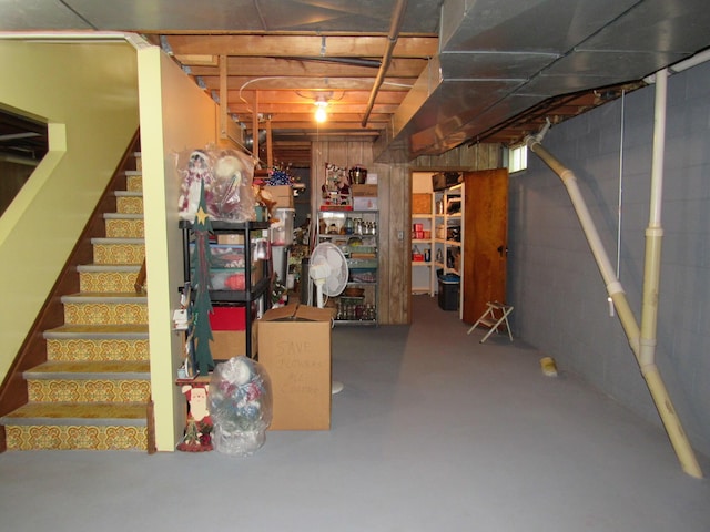 110 Chippewa Trl, Prudenville, MI 48651 - unfinished basement featuring stairway