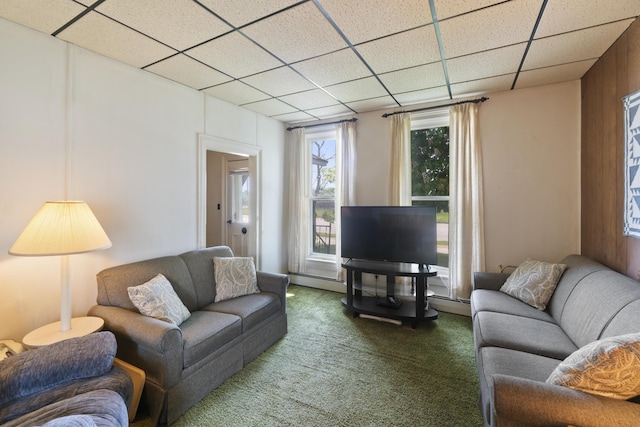 757 N Main St, Cheboygan, MI 49721 - carpeted living area with a drop ceiling