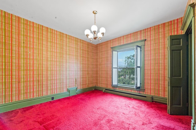 220 E Main St, Gaylord, MI 49735 - carpeted spare room with a chandelier and wallpapered walls