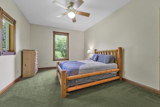 142 Frisco Dr, Houghton Lake, MI 48629 - bedroom with carpet, multiple windows, and a ceiling fan