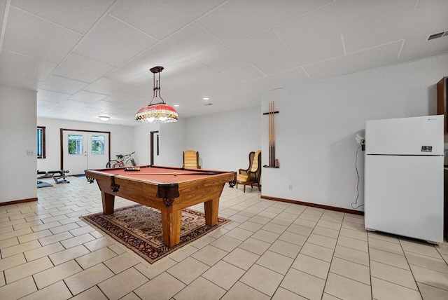 142 Frisco Dr, Houghton Lake, MI 48629 - rec room featuring billiards table, light tile patterned flooring, and recessed lighting