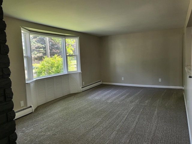 1251 Kingston Ave, Flint, MI 48507 - spare room with a baseboard radiator, baseboard heating, and dark carpet