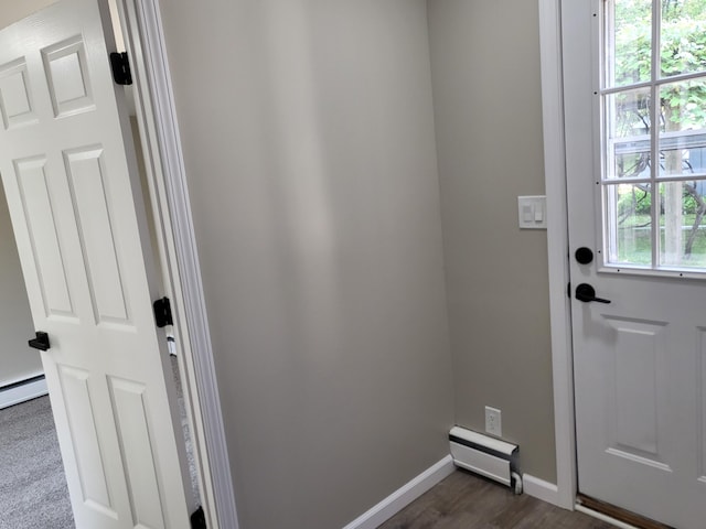 1251 Kingston Ave, Flint, MI 48507 - doorway featuring baseboard heating and dark wood finished floors