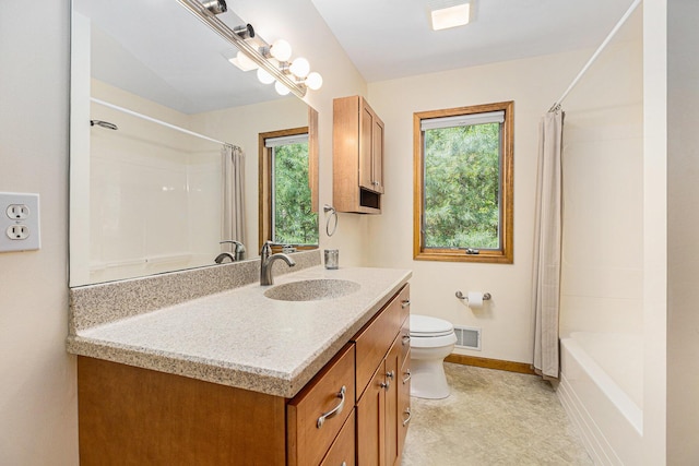 6296 Wolverine Trl, Gaylord, MI 49735 - bathroom with vanity, plenty of natural light, and shower / bath combo with shower curtain