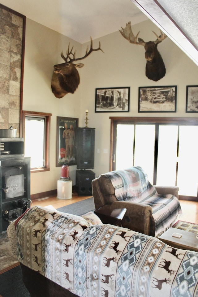 3009 NE Trl, Grayling, MI 49738 - living room with wood finished floors and lofted ceiling
