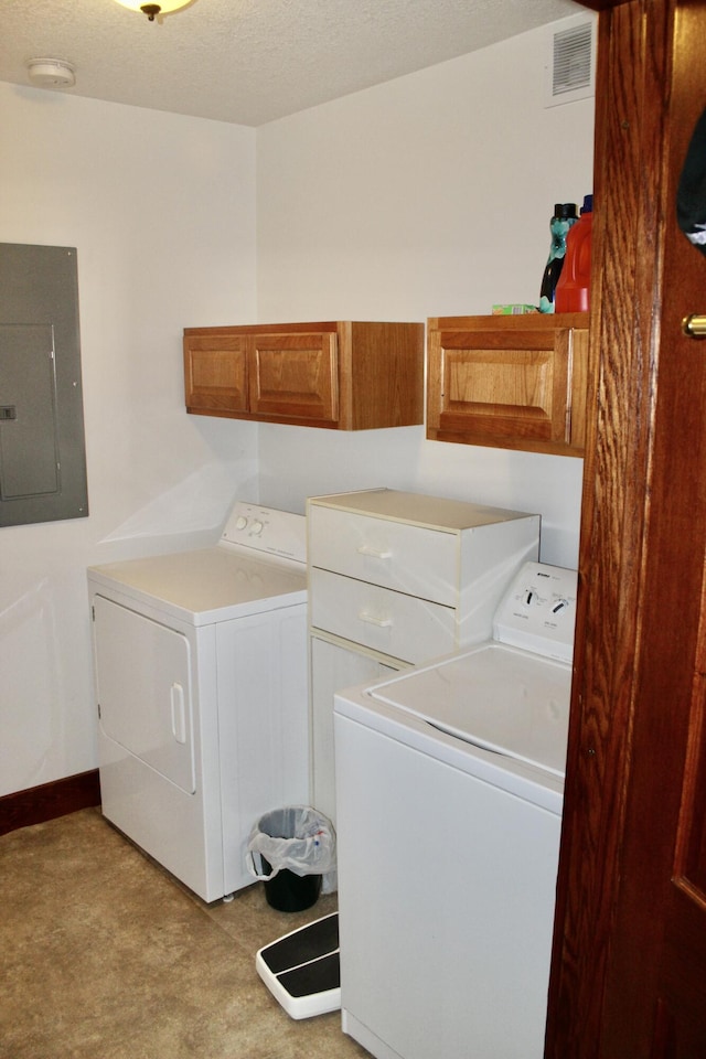 3009 NE Trl, Grayling, MI 49738 - laundry area featuring washer and dryer, electric panel, and cabinet space
